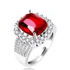 Uloveido White Gold Plated Cushion Cut Simulated Ruby Rings Adjustable,
