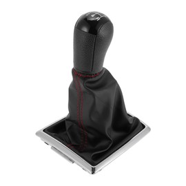 TUCKBOLD 5 Speed Manual Gear Shifter Knob with Cover for Ford Focus MK2 | Automotive Gearbox Stick Shifter Lever Knob Black Red Plastic Faux Leather 1 Pcs