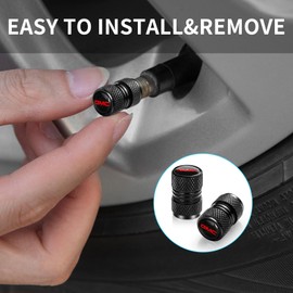 Tire Valve Stem Cap Cover for GMC Belt O-Ring Seal Corrosion Resistant tire Valve caps 4 Pack Black