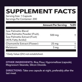 HAVASU NUTRITION Saw Palmetto PM for Men with Melatonin 3mg - Night Time Prostate Health Supplement for Bladder and Sleep Support - Reduce Urinary Frequency - 200 Count - Vegan, Non-GMO Capsules - Over 6 Month Supply