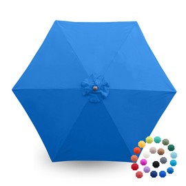 Formosa Covers 9ft 6 Ribs Market Patio Umbrella Replacement Canopy - Top Canvas - Premium Olefin UV Protective and Water Resistant Umbrella Fabric - Premium Quality Replacement Canopy Cover ONLY (Capri Blue)