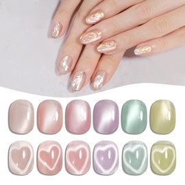 Coikaze Magnetic Nails, Ultra Fine Particles, Gel Magnets, Magnetic Nails, Gel with Magnets, Nail Magnet, Galaxy Gel, Color Gel, Cat Eyes, UV/LED Compatible, Set of 6 Colors, Gel Nail Kit, Beginners,