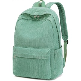 School Backpack for Teens Large Corduroy Bookbag Lightweight 17 inch Laptop Bag for Girls Women Casual High School College Work (Green, 17 inch)