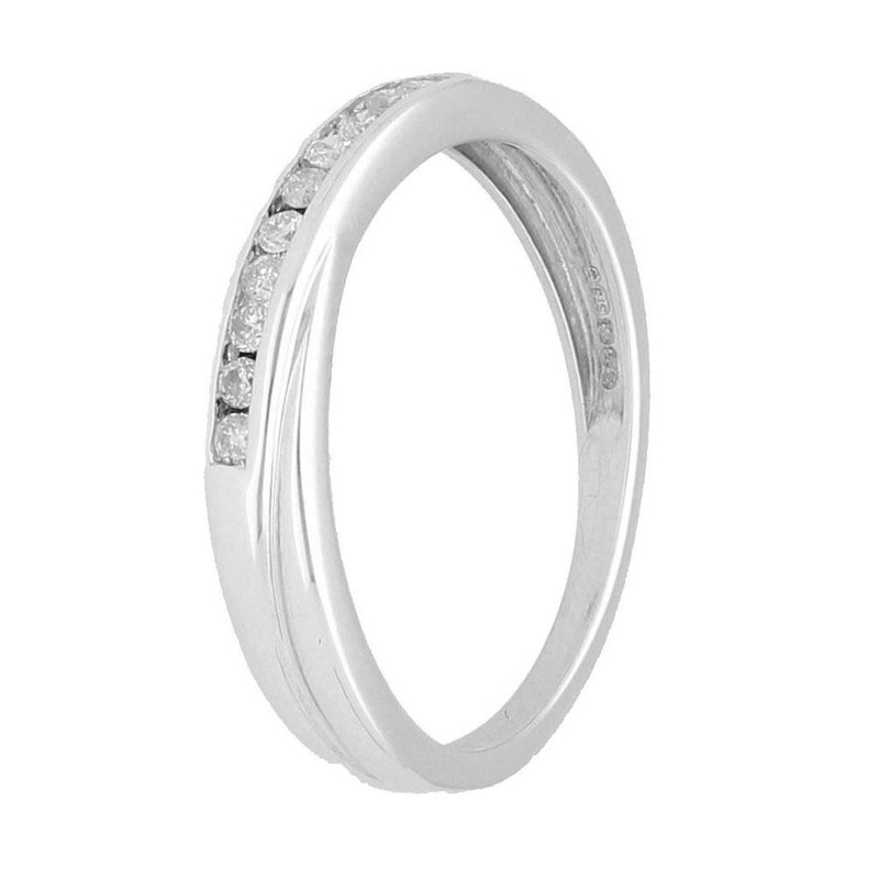 Womens Ring | 9Carat White Gold 0.10ct Diamond Crossover Eternity