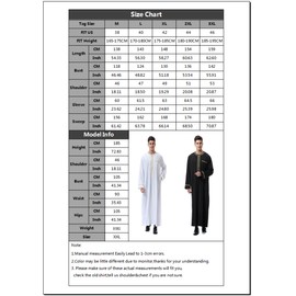 CRFASIBE Mens Thobe Muslim Clothes for Men Thobe Islamic Clothing Arabic Dress for Men Jalabiya,Black(XL