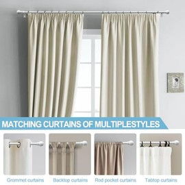 Barras de cortina Blanco para ventanas de 28 a 52 pulgadas, barra de cortina pequeña de 5/8 pulgadas para baño, salón y cocina
