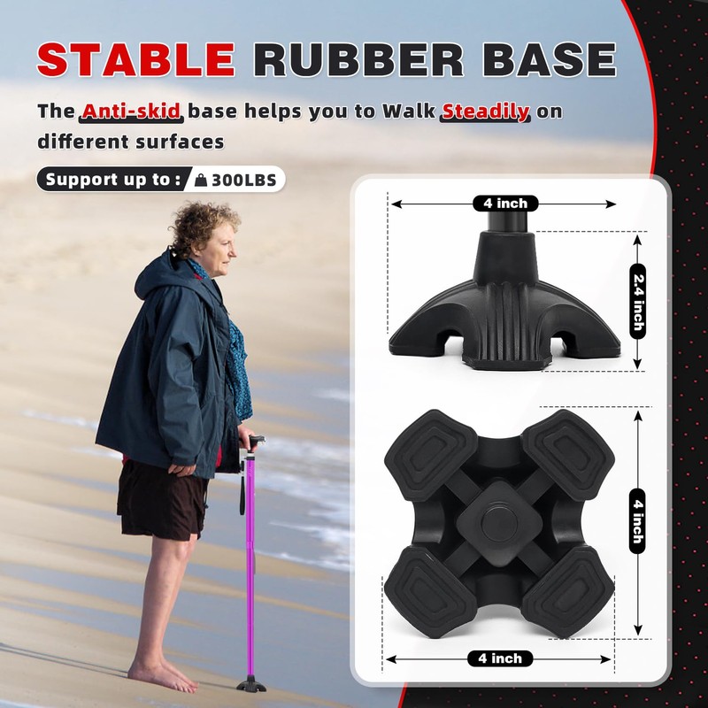 BigAlex Folding Walking Cane with Two Led Lights for Elderly