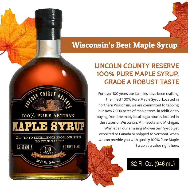 Lincoln County Reserve 100% Pure Maple Syrup with Robust Taste