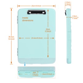 ZCZN A4 Clipboard with Storage, Plastic Clipboard Folder with Separate Pen Compartment, Eggshell Blue