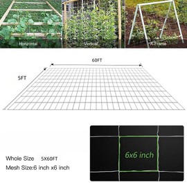 All-Weather Trellis Netting Mesh 5x60Ft /1.5MX18M Plant Garden Vine Growing Flexible String Net,Trellis Netting, Garden Trellis Netting for Climbing Plants