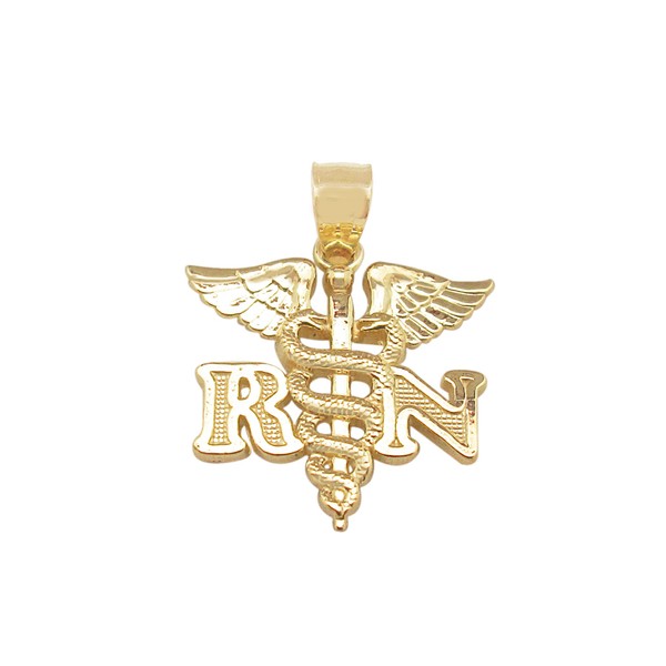 AMZ Jewelry 10K Yellow Gold Medical Symbol Caduceus Pendant Charm