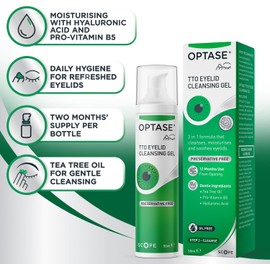 Optase Tea Tree Oil Eyelid Cleansing Gel – Daily Hygiene for Dry Eyes, Blepharitis & Styes – Preservative-Free – 50ml