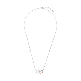 Amor 2022048 Women's Necklace with Pendant 925 Sterling Silver with Synthetic Zirconia 42 + 3 cm Two-Tone Star Comes in Jewellery Gift Box, Sterling Silver, Synthetic zirconia.