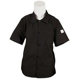 Mercer Culinary M60200BKM Millennia Men's Cook Shirt with Wicking Mesh Back, Medium, Black