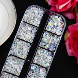 Towenm B7000 Clear Glue with 4000PCS Transparent AB Rhinestones for Crafts Clothing Fabric Shoes, Glue Fix Flatback Gems for Nails Face Jewelry, Mixed 5 Sizes 2mm-6mm Diamond Gemstones Bejeweled Kit