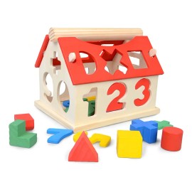Clasificador Montessori Casita Madera 12 Piezas Bebés 12-18 Meses Digital House                                                                       