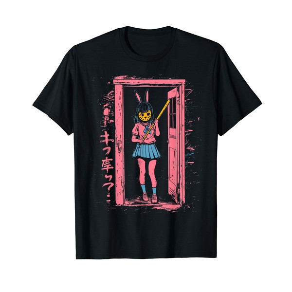 Creepy Girl Bunny Grunge Slasher Pastel Goth Anime Horror T-Shirt