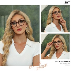 JM 3 Pack Stylish Cat Eye Reading Glasses for Women, Blue Light Blocking Funky Computer Readers Spring Hinge +1.5