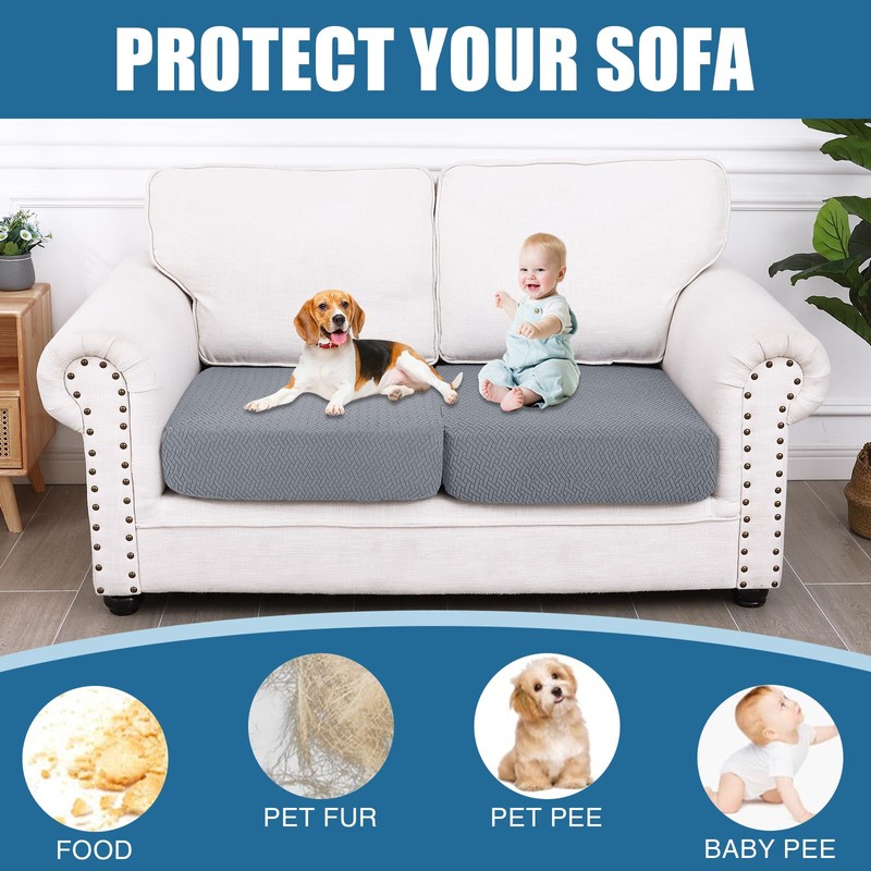 Smiry Waterproof Couch Cushion Covers, Stretch Jacquard Thick Sofa Cushion