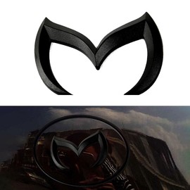 1 Pc Metal Evil 'M' Rear Trunk Badge Decal Emblem Glossy, Rear Trunk Evil M Emblem Logo Decor Badge Decal, Compatible with Mazda 3 6 CX MX Miata (Black)