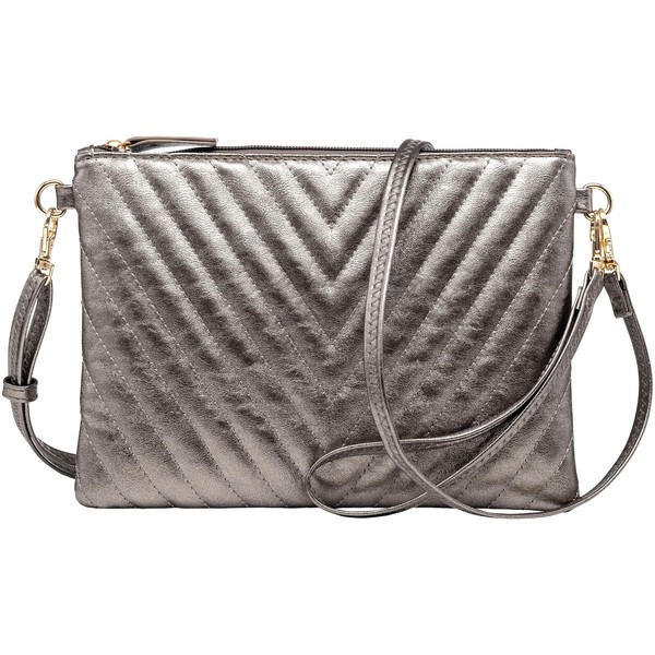 B BRENTANO Chevron Embroidered Crossbody Clutch Bag Pouch with Removable