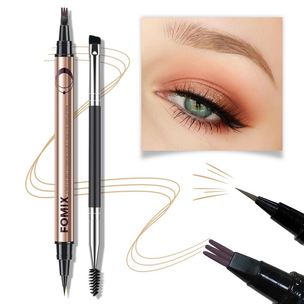 KYDA 3 Dots Liquid Eyebrow Pencil Eyeliner, Brown, Tattoo Brow Colour, Natural Eyebrows with Soft Tips, Brow Pencil, Durable, Quick Drying Formula