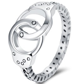 Jude Jewelers Stainless Steel Handcuff Infinity Promise Ring Wedding Engagement Statement Propose, Metal