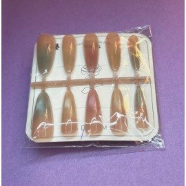 Unbranded 10Pcs Long Almond False Press on Nails Dopamine Candy Tone Cat Eye Fake Nails