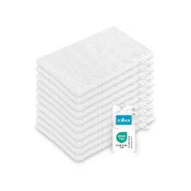 ZOLLNER Set of 10 Wash Mitts in 16 x 21 cm, Absorbent and Fluffy Cotton Wash Cloths, Washable up to 95 °C, with Practical Hanging Loop, in White, Hotel Quality