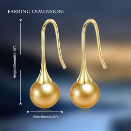 JAXXEL Gold Pearl Earrings for Women,Trumpet Pearl Drop Earrings 18K Gold Plated Hypoallergenic Earrings Pearl Drop Earrings Fine Jewelry for Women Size 10MM