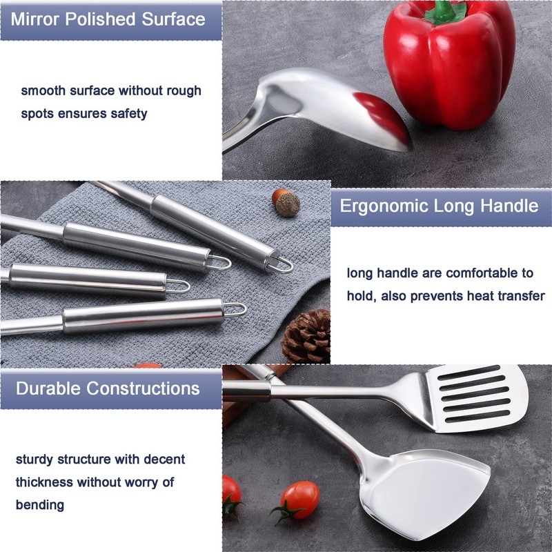 Stainless Steel Cooking Utensils Set, LIANYU 31-Piece Metal Kitchen Tools