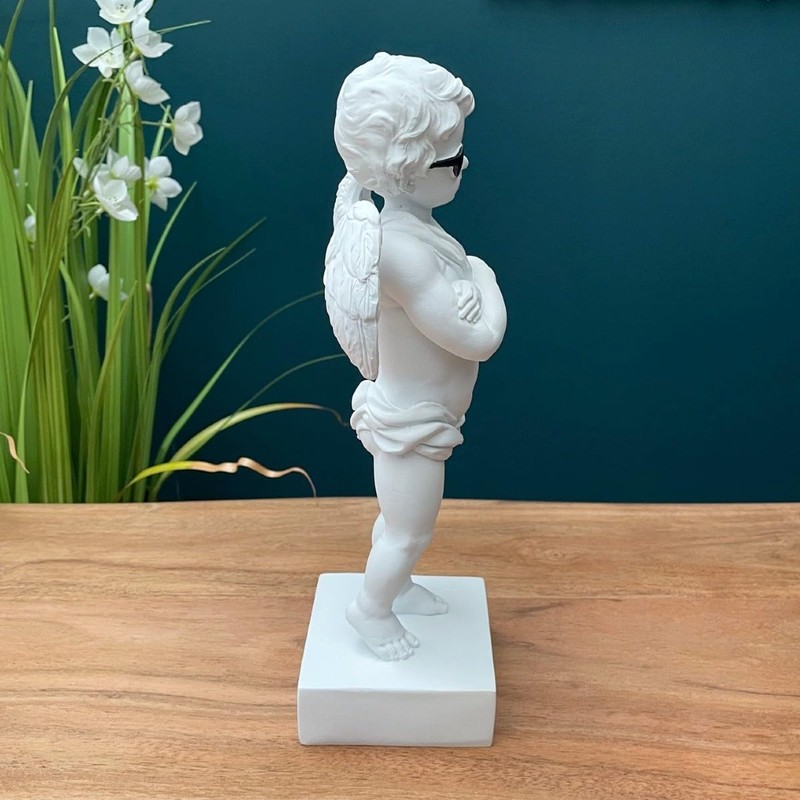 29cm Tall Too Cool Quirky Cherub Wearing Sunglasses Ornament (White)