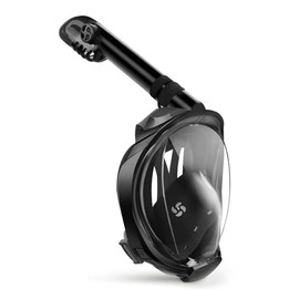 Hirola Máscara de Snorkel Antifugas, Equipo de Esnórquel Plegable, Cara Completa, Sistema de Parte Superior Seca, Visión Panorámica 180°, Soporte para Cámara, Respiración Segura y Diseño Antivaho.