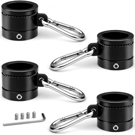 DUPKEV Flag Pole Rings 1 Inch, Flag Pole Spinners with Bearings, Aluminum Alloy Flagpole Rings with 304 Stainless Steel Carabiner, for 1 Inch Diameter Flagpole (Black 1 inch - 2 Pair)