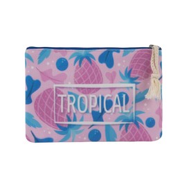 Vinsani Cotton Polyester Makeup Bag Cosmetic Pouch Portable Toiletry Bag Organizer Pencil Case for Travel School Office Festival Birthday - Tropical