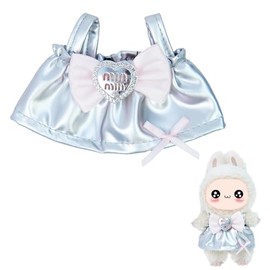 Tosygnb Stylish Labu Clothes for Doll Labu Accessories, Silver Glamour with Pink Bow Accent, Macarons Dolls Clothes Premium Labobo Outfit with Accessories,Sparkling Macarons Dolls Dress