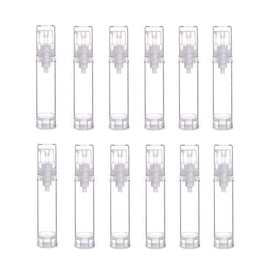12pcs 10g 10ml Portable Small Transparent Airless Pump Bottles Vacuum Lotion Dispenser Bottles Travel Toiletries Bottles Set Cosmetic Containers Vessels Bottles