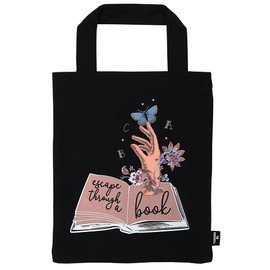 moses. 83353 Book Bag - Escape Through a Book, Small Carry Bag Made of 1, Cotton, For ViellReaders, The Perfect Book Gift, Black