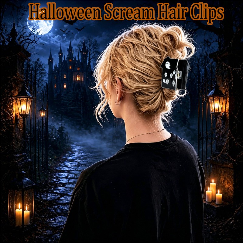 Halloween Ghost Claw Clip, Ghost Haunted House Shape Hair Clips