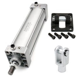 Baomain Pneumatic Air Cylinder SC 63 x 300 PT 3/8, Bore: 2-1/2 inch(63mm), Stroke: 12 inch(300mm), Screwed Piston Rod Dual Action (1PCS) (CY&CB (with Foot Flange))