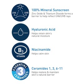 Protector Solar Facial Cerave 100% Mineral Spf 50, Con Óxido