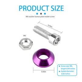 Zpana Car License Plate Screws Kits, 12 Sets M6 Aluminum Alloy Motorcycle Tag Frame Bolts with Nuts & Washers, Decorative Vehicle Number Plate Fastener, Universal for SUV RV Truck (Purple)
