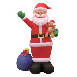 BZB Goods 12 Foot Tall Huge Christmas Inflatable Santa Claus with Gift Bag and Bear Lights Outdoor Indoor Holiday Decorations Blow up Lawn Inflatables Home Family Decor Yard Decoration
