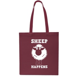 Sheep Happens Tote Shopping Gym Beach Bag 42cm x38cm, 10 litrest-Small-Maroon