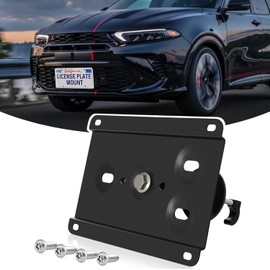 Front License Plate Holder No-Drill License Plate Bracket Mount Anti-Theft Frame Car Plate Holder fits for Dodge Hornet 2023-2024，Front Bumper Tow Hook Adapter，Easy Install