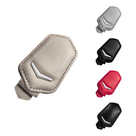 Gasedin Sunglass Holder for Car Visor, Carbon Fiber Leather Vehicle Eyeglasses Hanger Mount, Magnetic Eyeglasses Holder with Ticket Card Clip, Universal Interior Car Accessories (Beige)