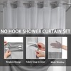 JYhoney No Hook Grey Waffle Weave Shower Curtain with Snap