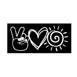 Peace Love Sunshine Vinyl Decal | White | Made in USA by Foxtail Decals | for Car Windows, Tablets, Laptops, Water Bottles, etc. | 4.5 x 2.0 inch