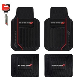 PlastiColor New 5pc DODGE Elite Logo Car Truck Front Rear Floor Mats & Keychain