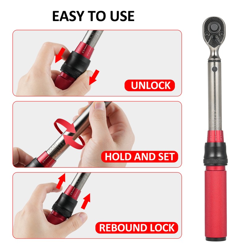 1/4-inch Drive Click Torque Wrench 72-Tooth Dual-Direction Reversible Torque Wrench